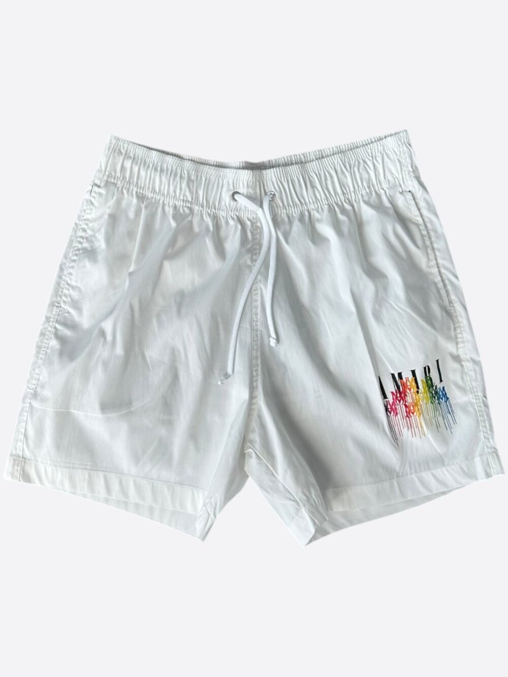 Amiri White Multicolor MA Drip Logo Swim Shorts